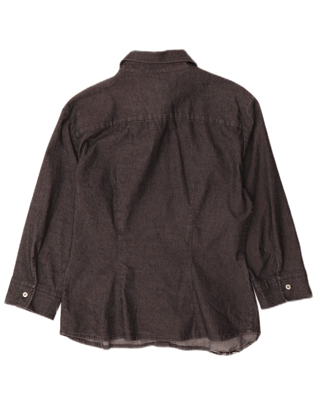 BENETTON Damen-Hemd mit 3/4-Ärmeln, UK 10, Größe S, Grau, Baumwolle