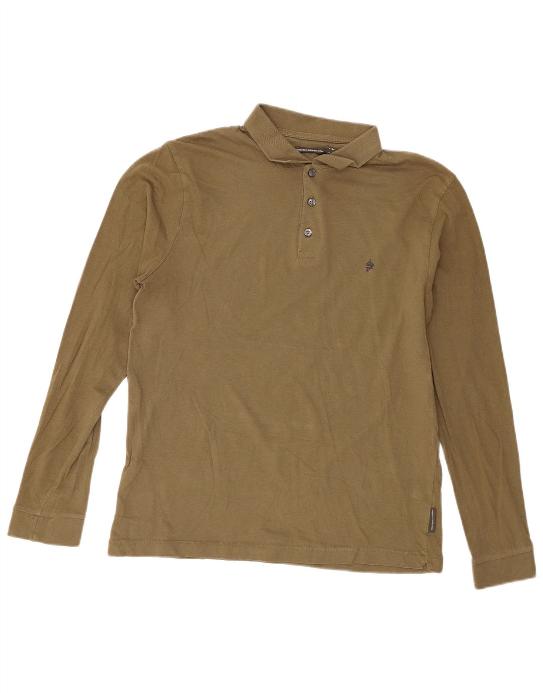 French Connection Herren-Poloshirt mit normaler Passform, langärmelig, Mittelkhaki