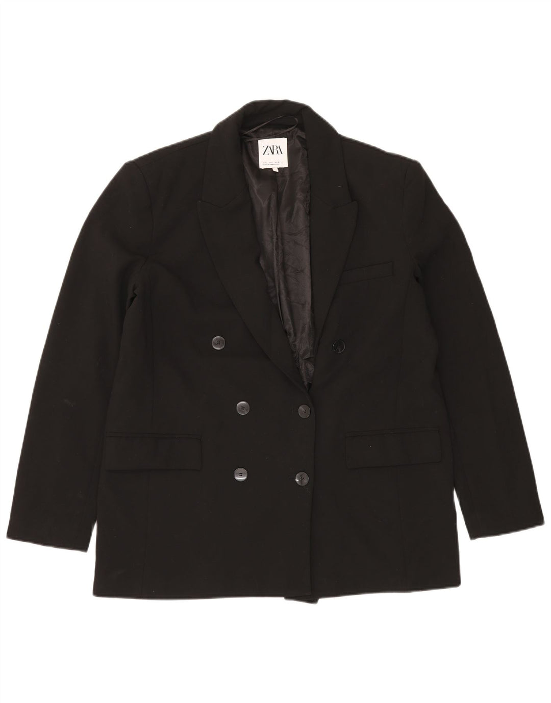Zweireihiger Blazer für Damen von ZARA, Gr. 40, Größe L, Schwarz, Polyester