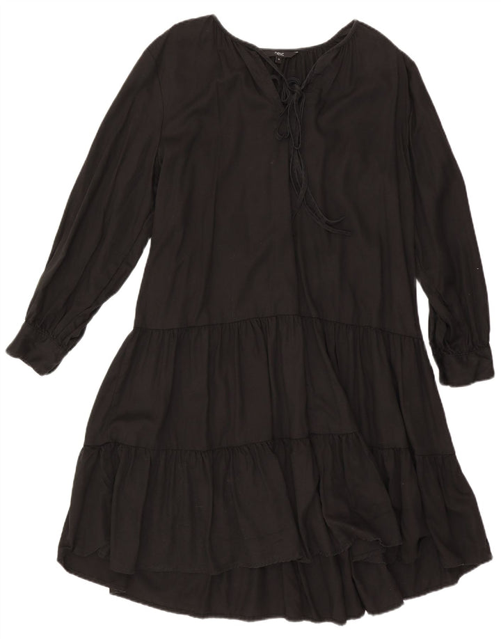 Next Langärmliges, übergroßes, gestuftes Kleid für Damen, Gr. 10, Größe S, Schwarz