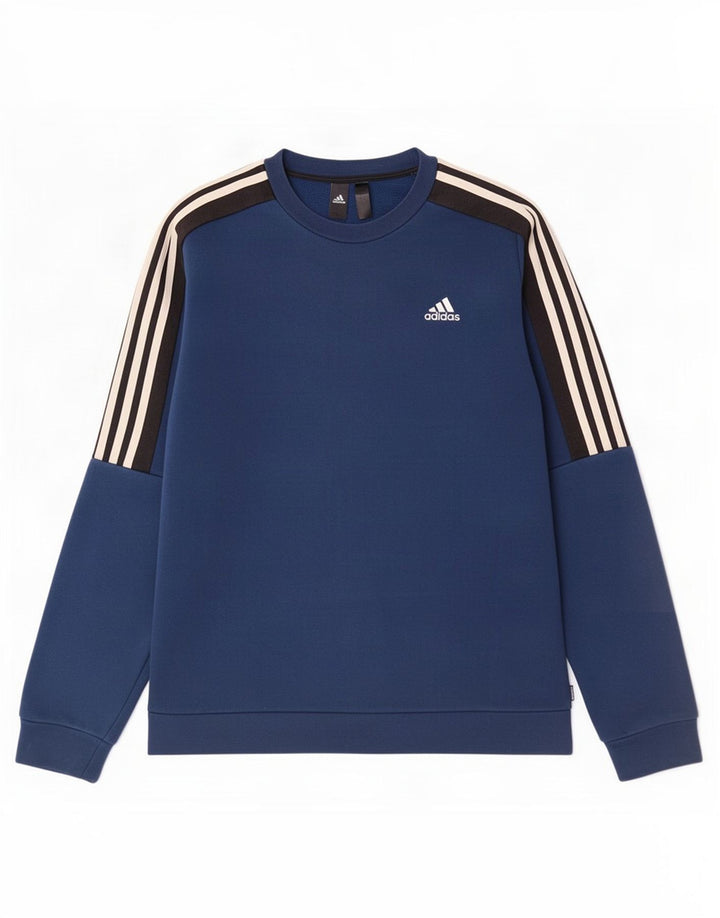 Adidas Herren-Sweatshirt-Pullover aus mittelblauer Colourblock-Baumwolle