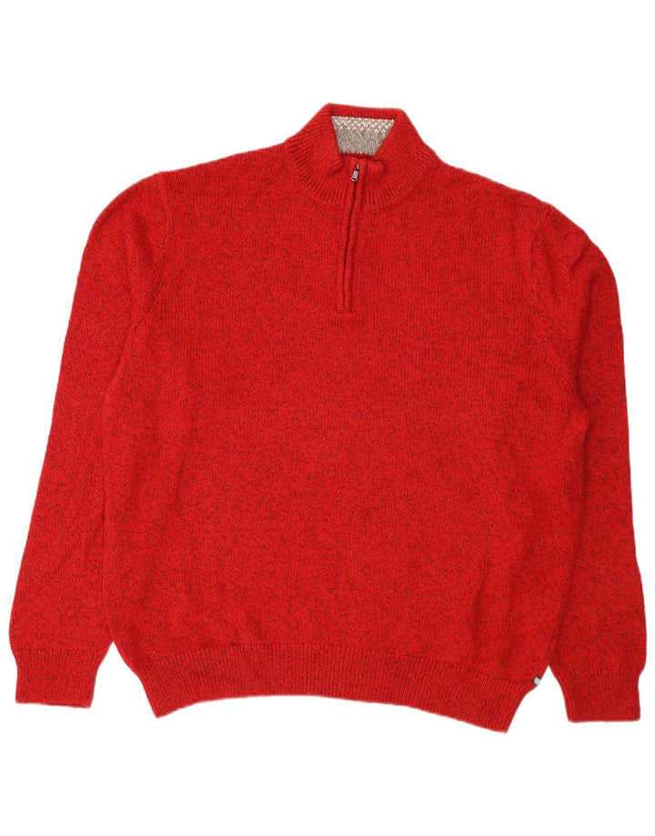 Chaps Herren-Pullover mit Reißverschluss am Hals, 2XL, rot gefleckte Baumwolle