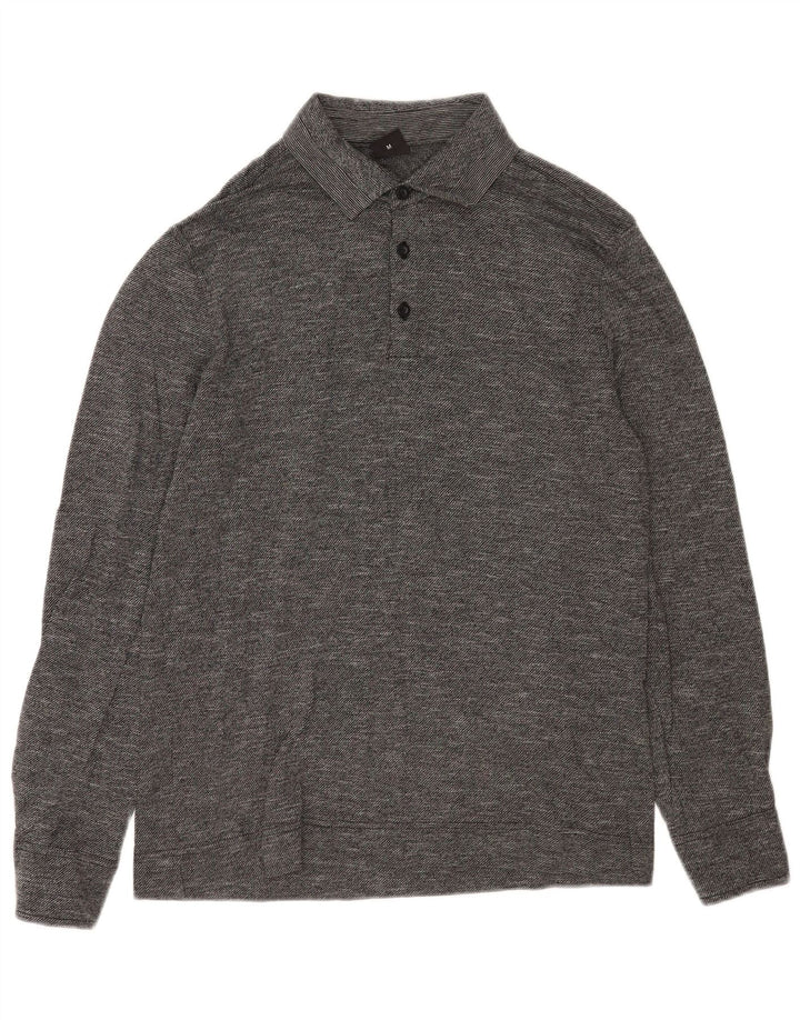 Hugo Boss Herren-Rugby-Poloshirt in normaler Passform, Mittelgrau meliert
