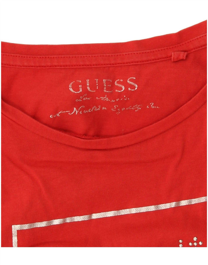 Guess Grafik-T-Shirt-Oberteil für Damen, UK 12, mittelrot