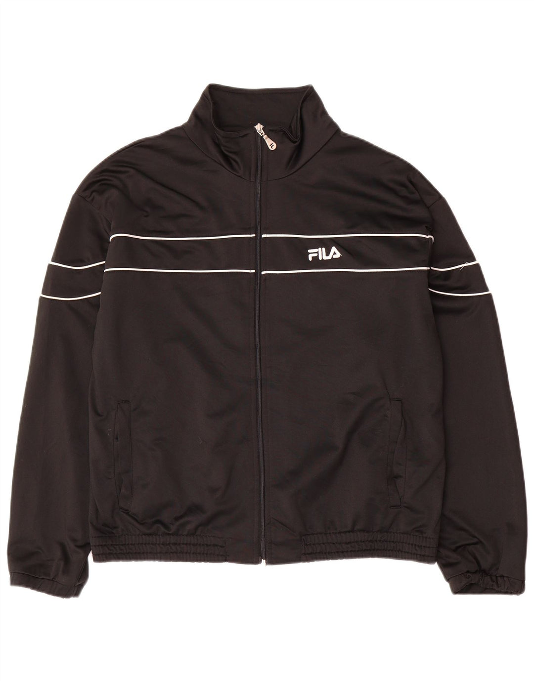 Fila Herren-Trainingsanzug-Top-Jacke aus mittelschwarzem Polyester