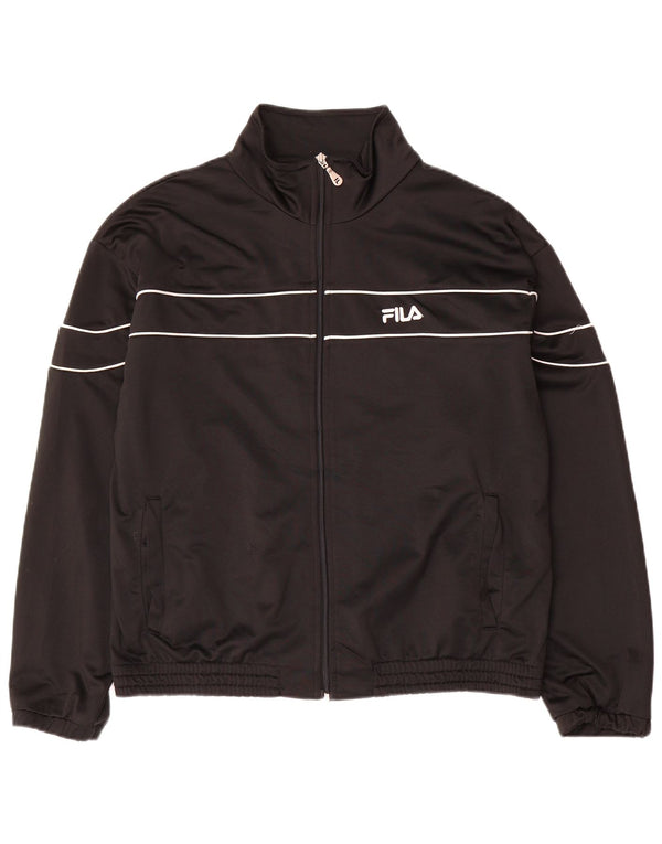 Fila Herren-Trainingsanzug-Top-Jacke aus mittelschwarzem Polyester