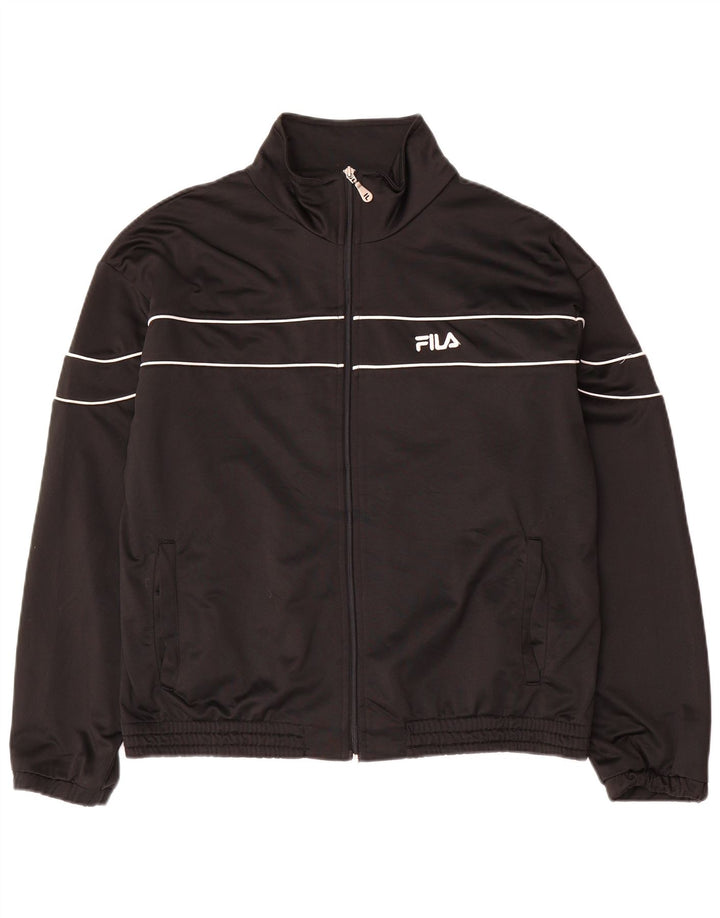 Fila Herren-Trainingsanzug-Top-Jacke aus mittelschwarzem Polyester