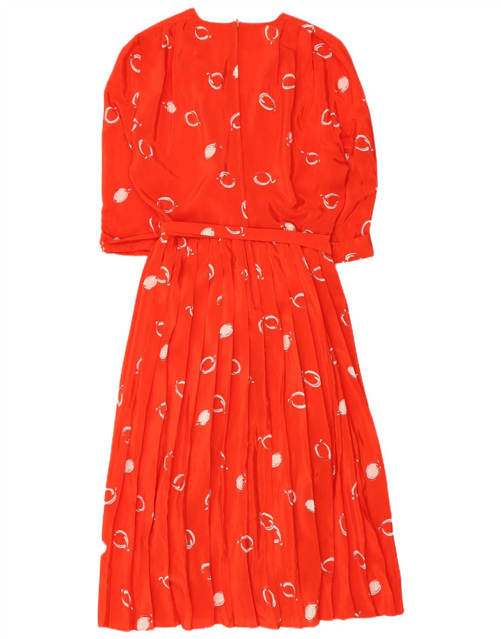 Vintage Damen Maxikleid mit abstraktem Muster und 3/4-Ärmeln, EU 42, großes Rot