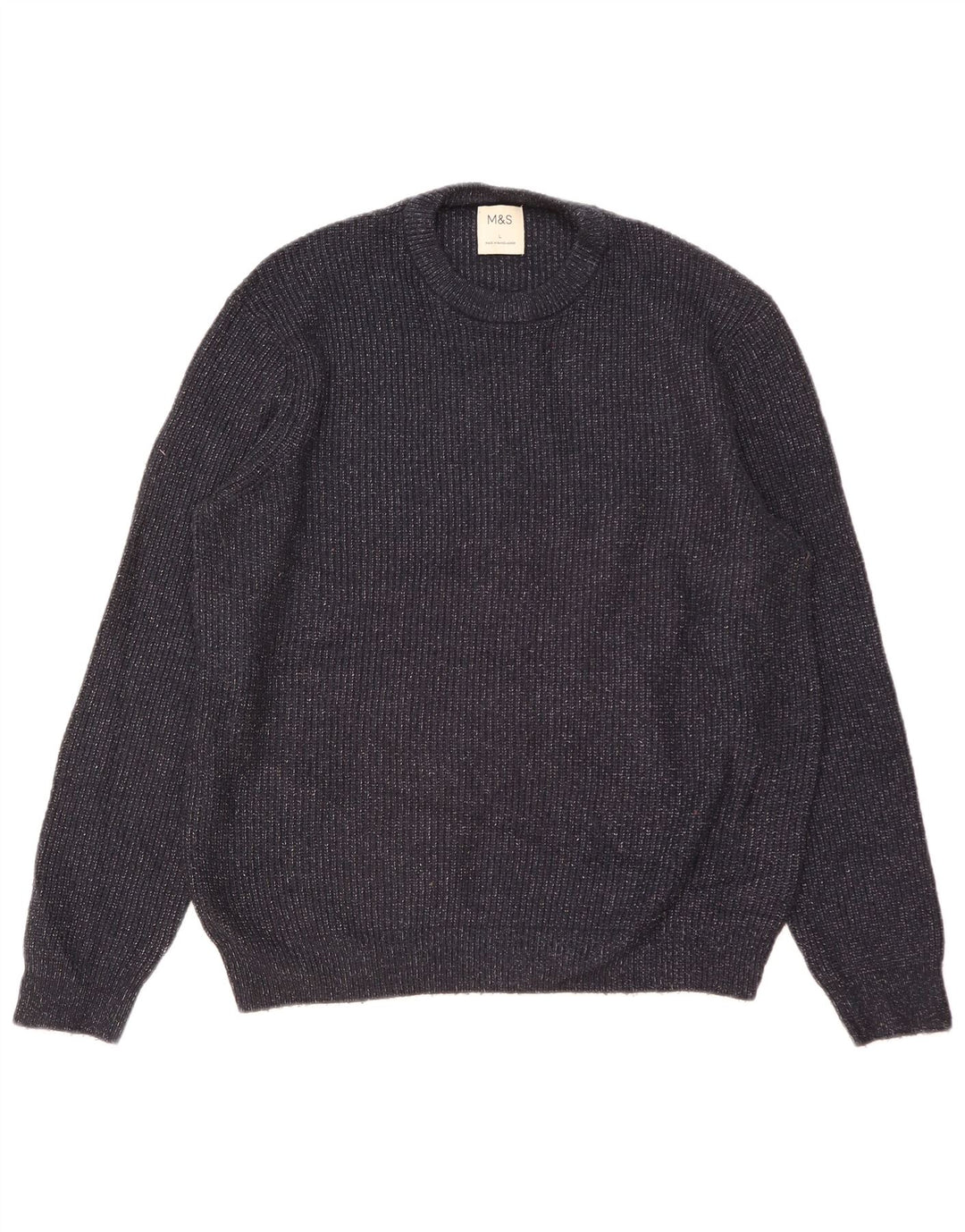 Marks & Spencer Herren-Pullover mit Rundhalsausschnitt, groß, marineblau meliert