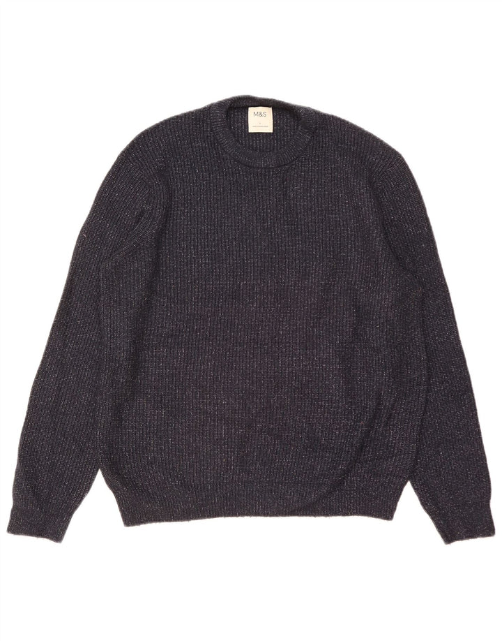 Marks & Spencer Herren-Pullover mit Rundhalsausschnitt, groß, marineblau meliert