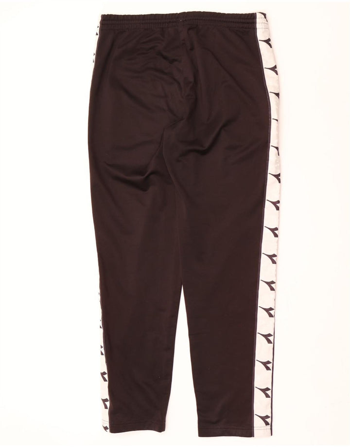 Diadora Herren-Trainingshose mit Grafik, groß, schwarzes Farbblock-Polyester