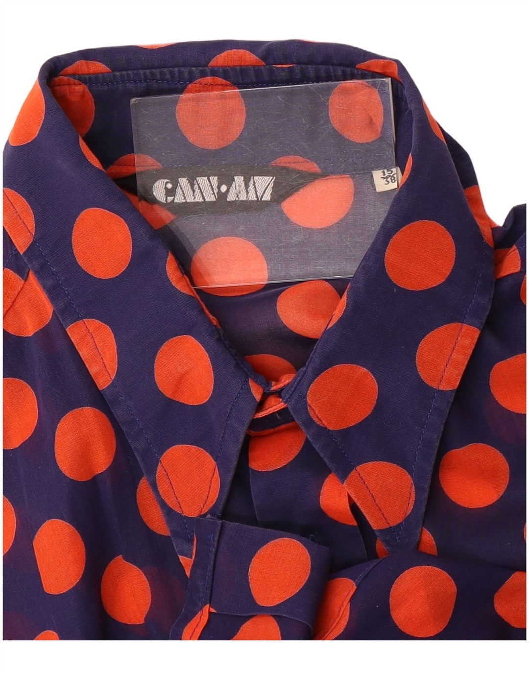 Can Am Herren-Hemd, durchsichtig, Größe 15 38, mittelgroß, marineblau, gepunktet