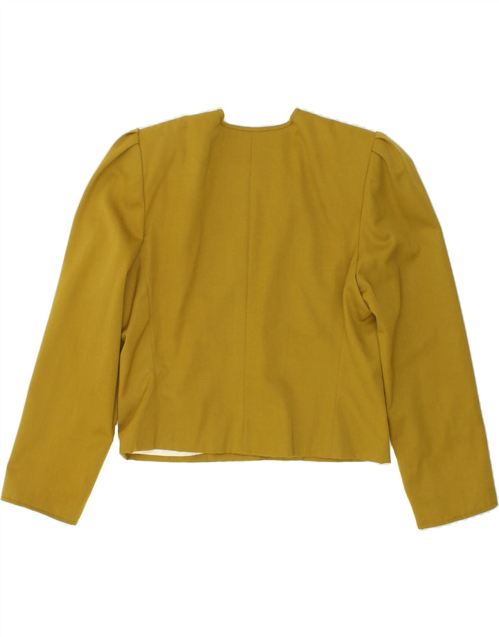 VINTAGE Womens Crop 6 Button Blazer Jacket UK 12 Medium Khaki Wool Vintage Vintage and Second-Hand Vintage from Messina Hembry 