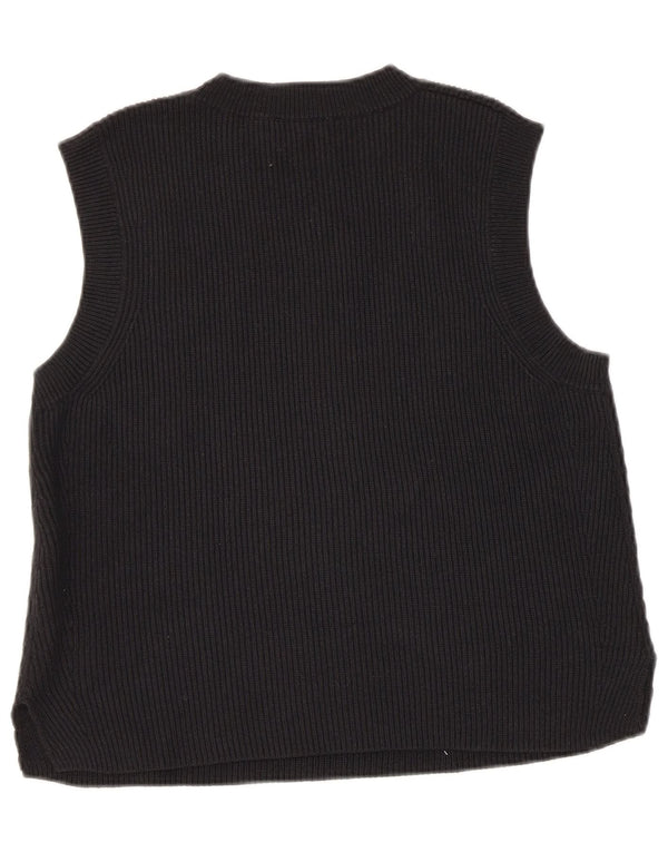 JIGSAW Damen Weste Tank Top UK 10 Small Schwarz Baumwolle
