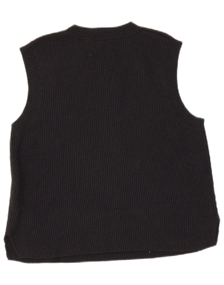 JIGSAW Damen Weste Tank Top UK 10 Small Schwarz Baumwolle