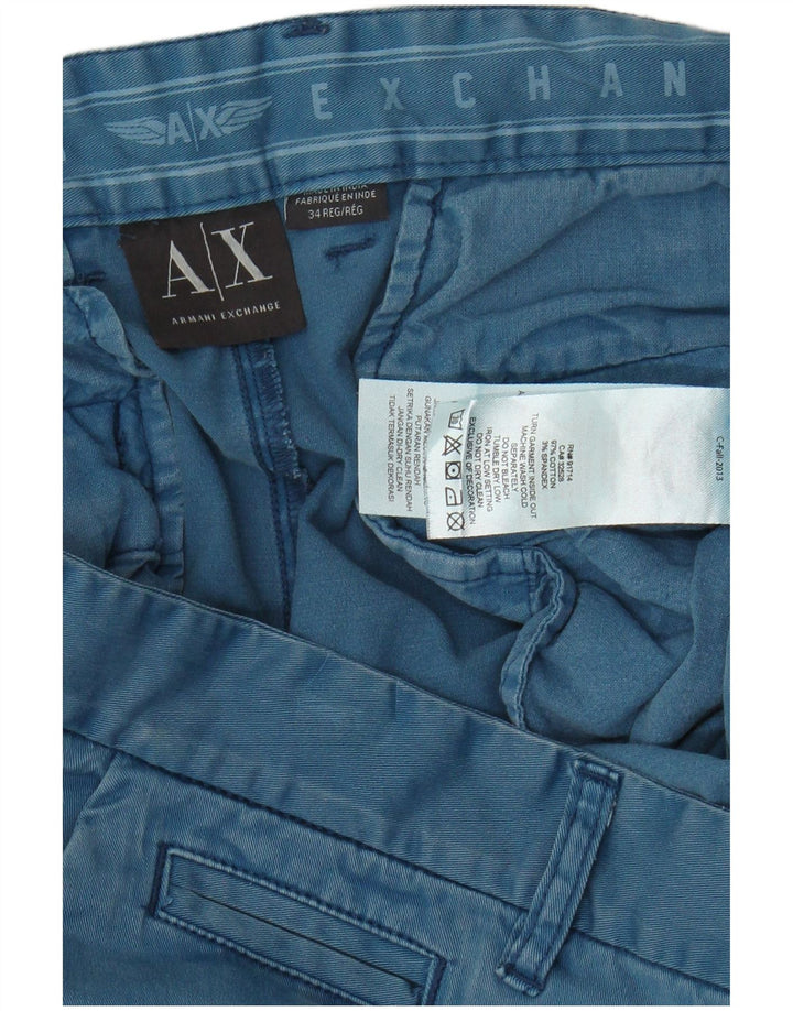 ARMANI EXCHANGE Herren Slim Chinohose W34 L32 Blaue Baumwolle