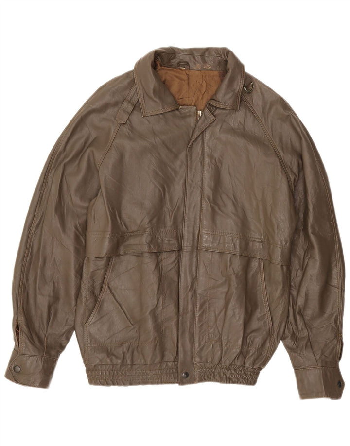 VINTAGE Herren Lederjacke IT 48 Mittelbraun