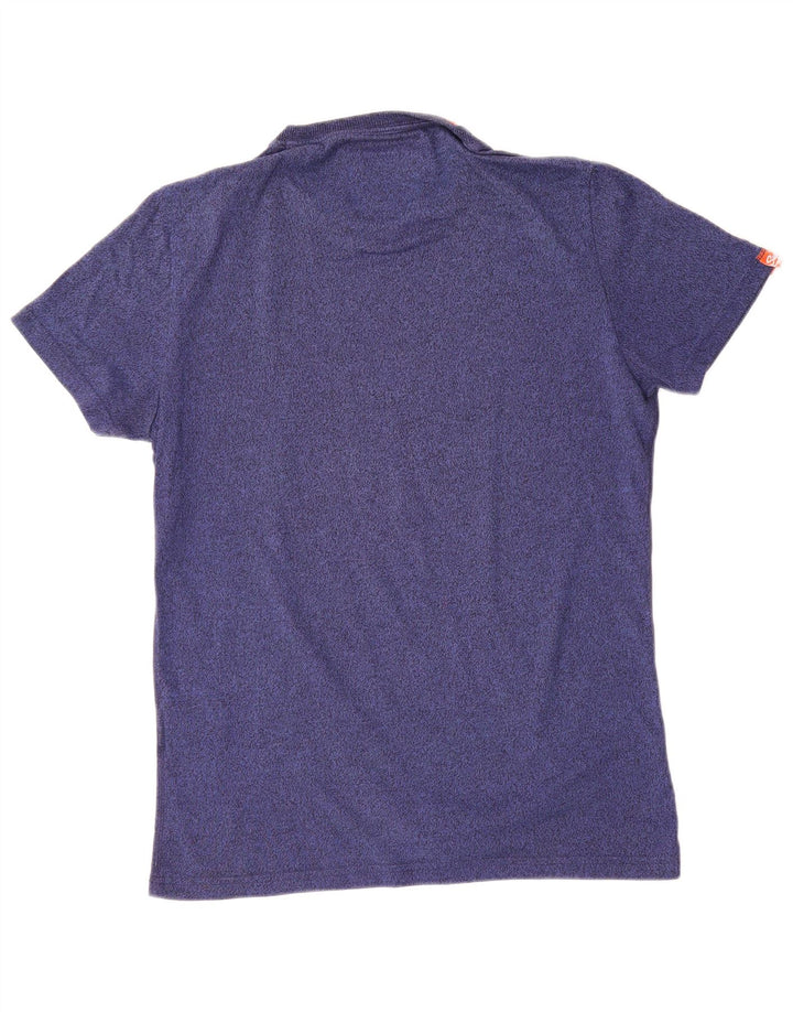 Superdry Herren Grafik-T-Shirt-Oberteil aus mittelblau gefleckter Baumwolle