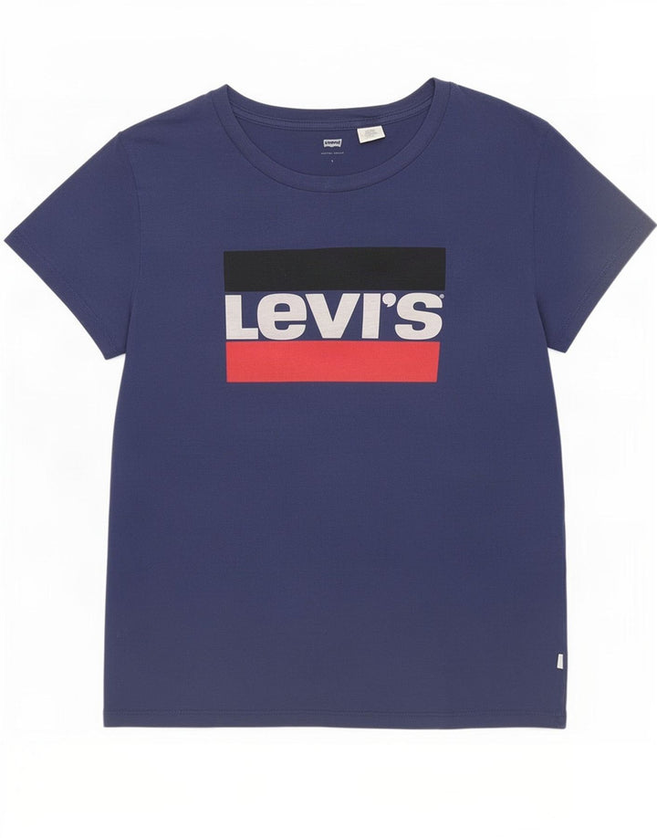 Levi's Damen Grafik-T-Shirt-Oberteil UK 16 Large Marineblau