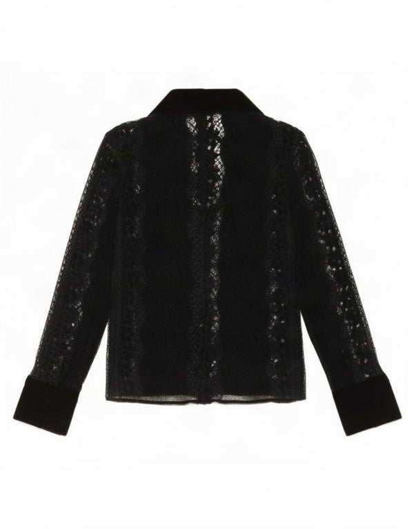 Offenes Cardigan-Oberteil für Damen von Zara, Gr. 6, XS, Schwarz mit Blumenmuster