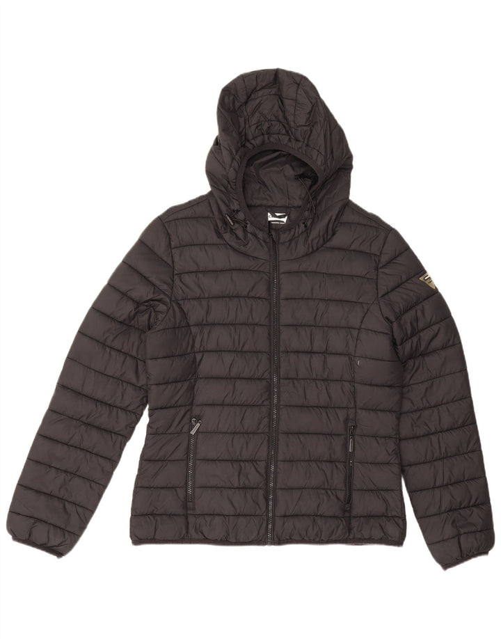Carrera Wattierte Damenjacke mit Kapuze, UK 14, Mittelschwarz, Polyamid