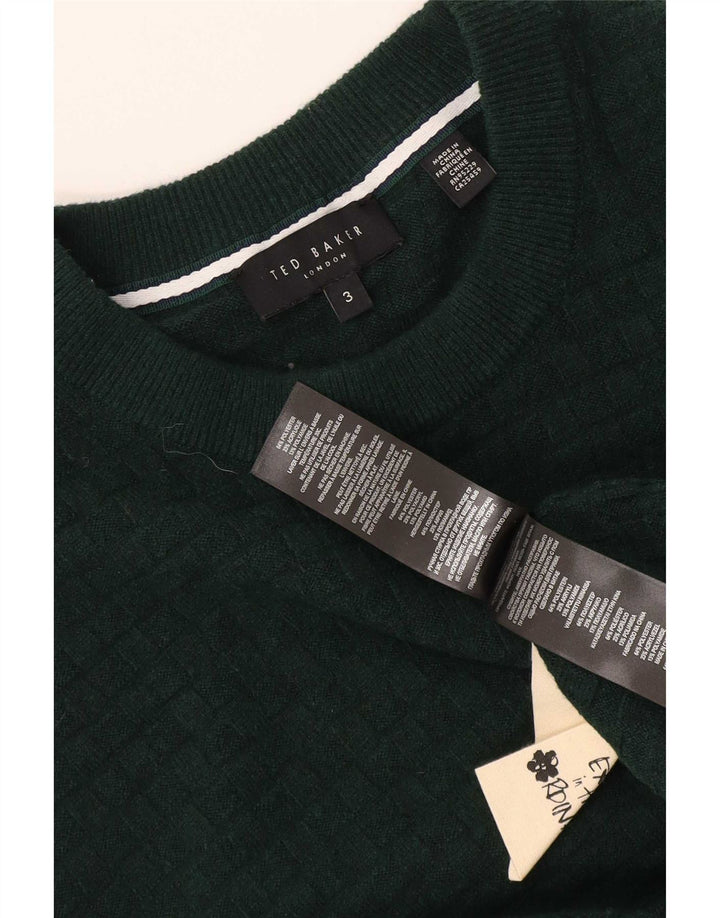 Ted Baker Herren-Pullover mit Rundhalsausschnitt, Größe 3, mittelgrün, Polyester