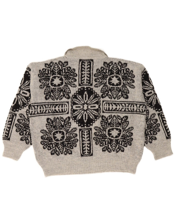 RODES Damen-Pullover, übergroß, Rollkragenpullover, UK 18, XL, Grau geblümt