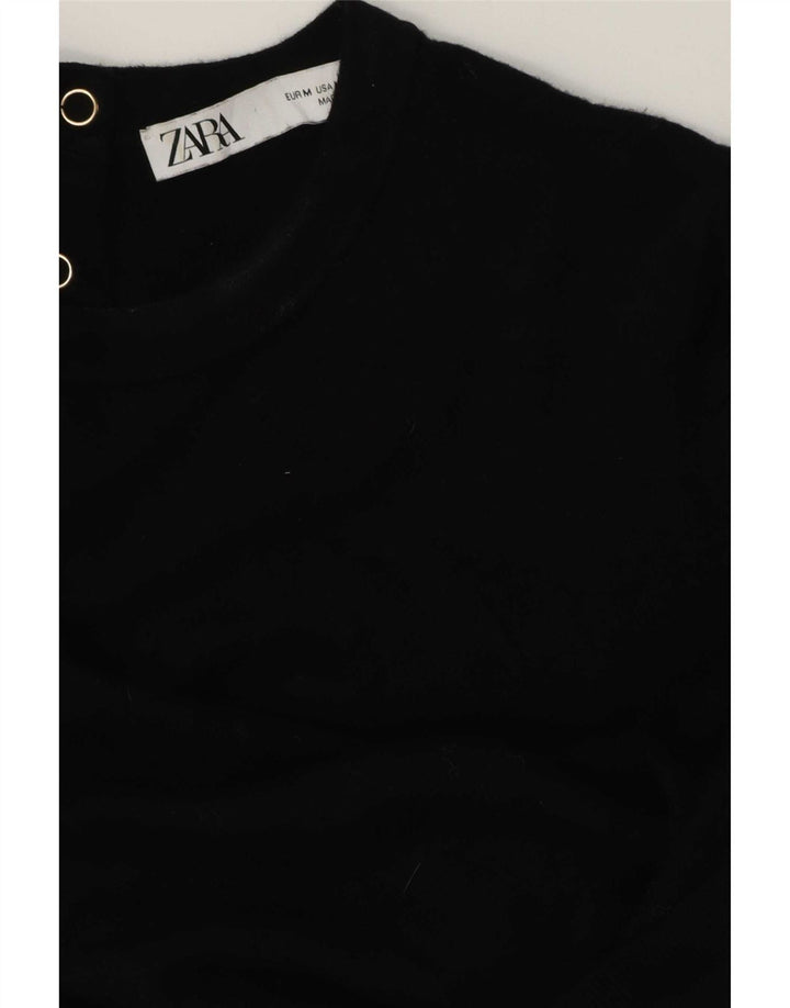 Zara Damen T-Shirt Top UK 14 Medium Schwarz