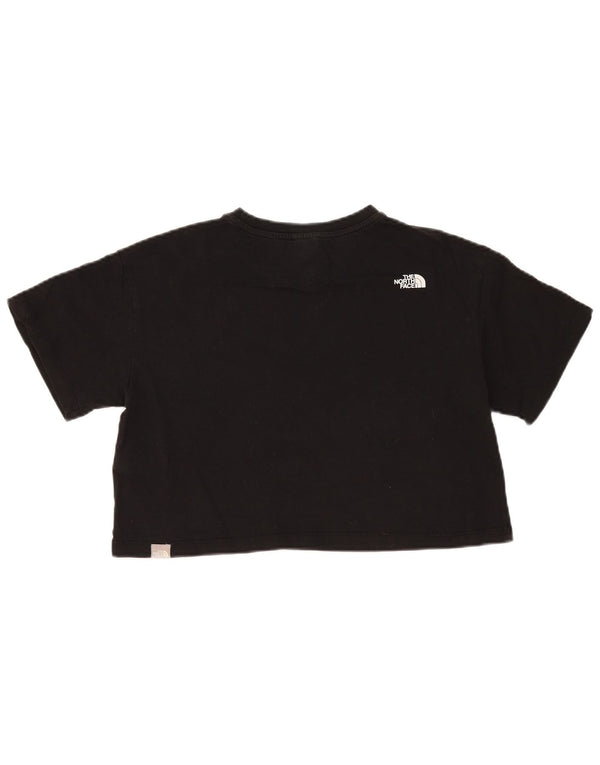 The North Face Damen Crop Graphic T-Shirt Top UK 14 Mittelschwarze Baumwolle