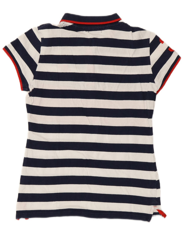U.S. Polo Assn. Damen-Poloshirt UK 12 Medium Marineblau gestreift aus Baumwolle