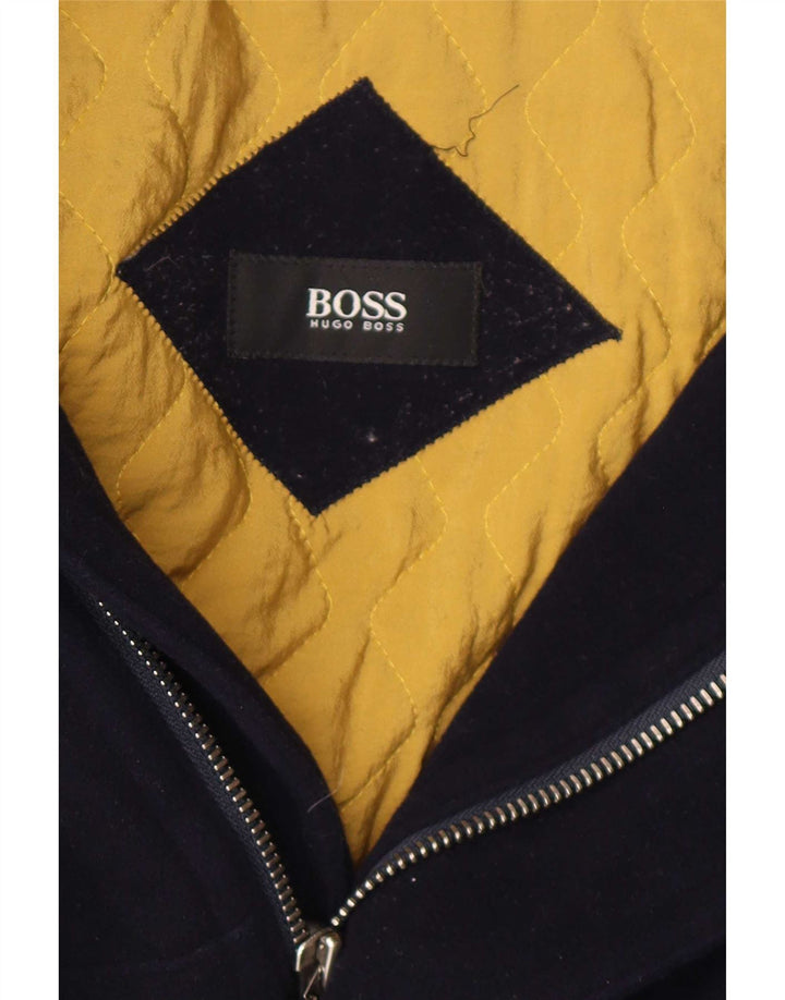 Hugo Boss Herren Bomberjacke IT 48 Mittelmarineblaue Wolle
