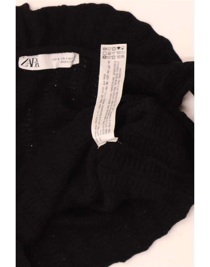 Zara Damen Crop Top UK 8 Small Schwarze Viskose