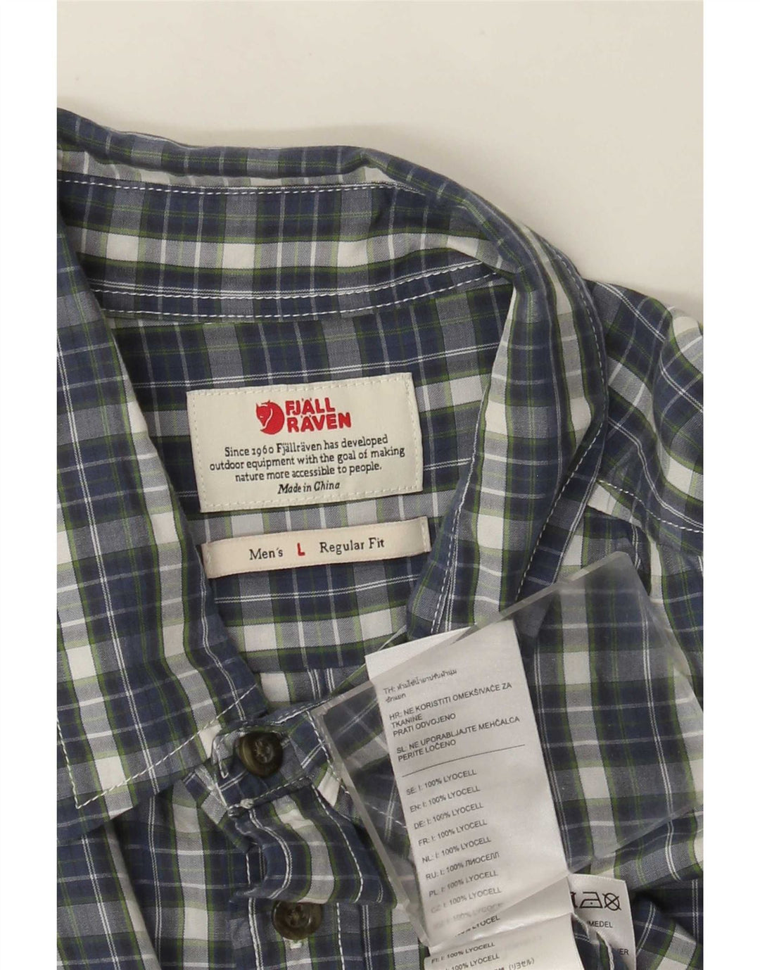 Fjall Raven Herren-Hemd mit normaler Passform, großes blaues Karo-Lyocell