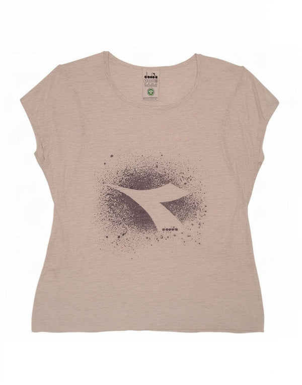 Diadora Damen-T-Shirt in Übergröße mit Grafik, Gr. 10, Größe S, Grau gefleckt
