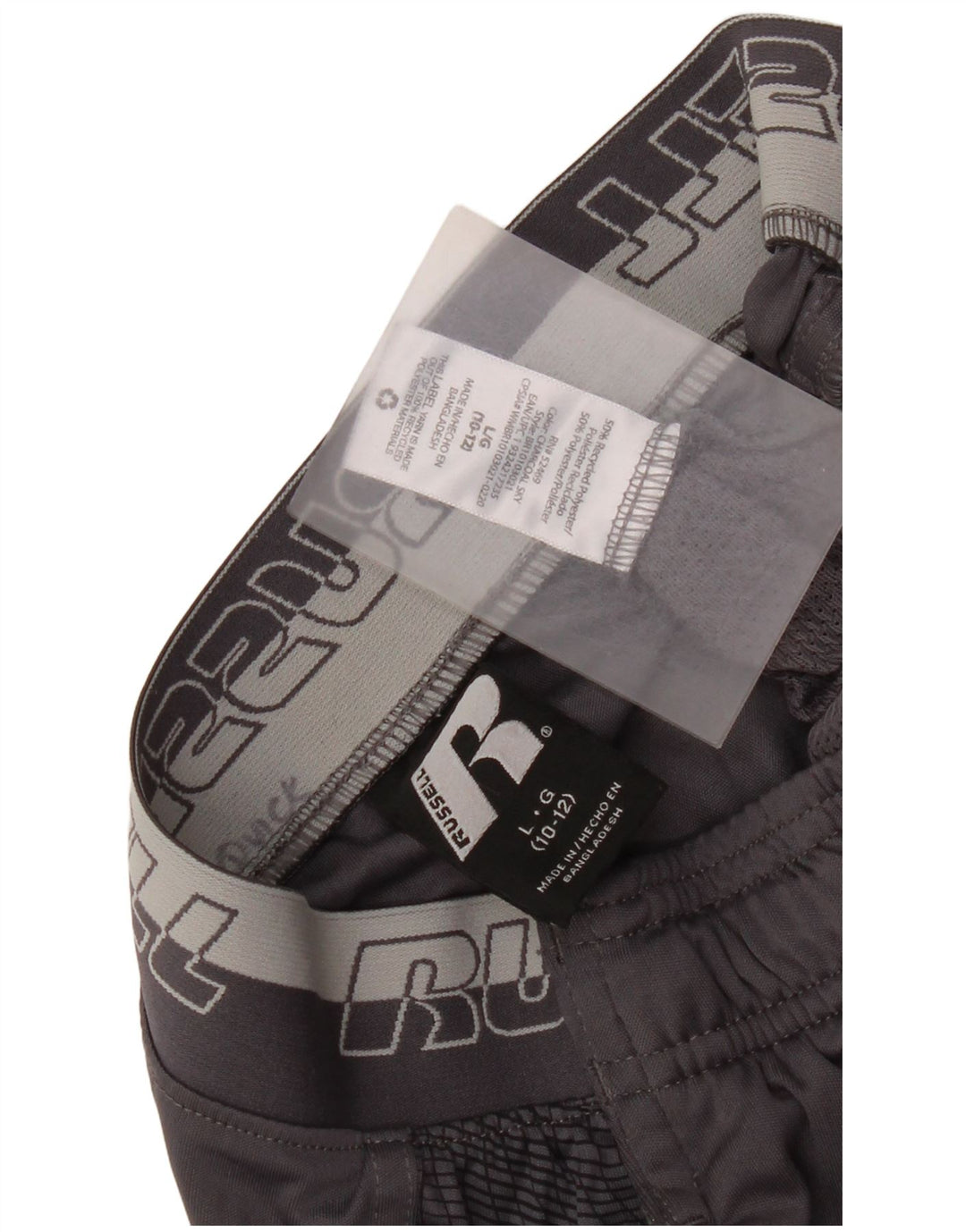 Russell Athletic Jungen-Sportshorts mit Grafik, 10–11 Jahre, groß, grau, geometrisch