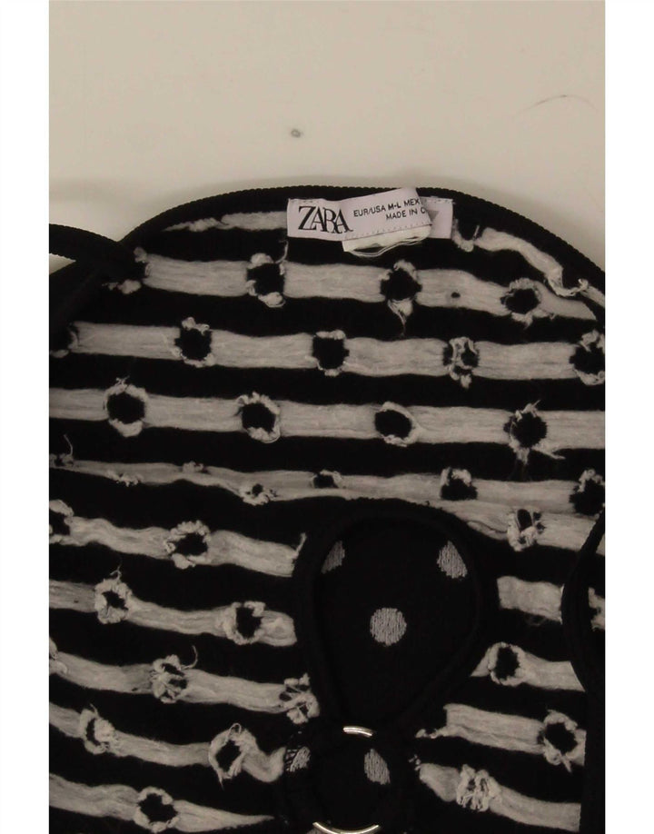 Zara Damen Cami Top UK 12 Medium Schwarz gepunktet