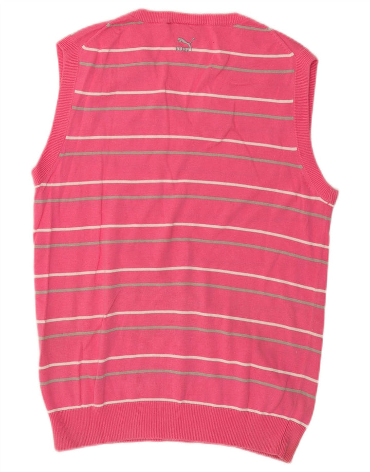 Puma Herren-Weste-Tanktop aus mittelrosa gestreifter Baumwolle