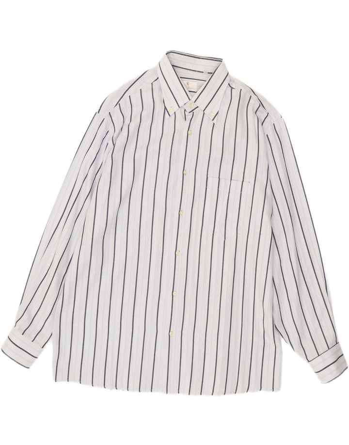 VINTAGE Herrenhemd XL Weiße Nadelstreifen-Baumwolle