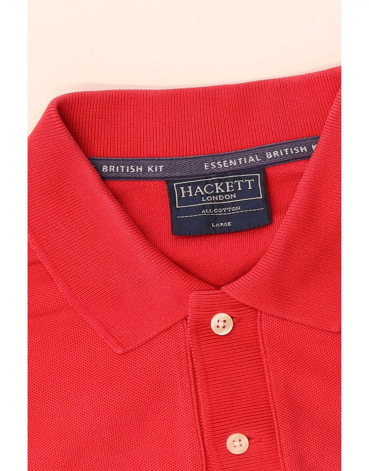 Hackett Herren-Poloshirt mit Grafik, groß, rot, Colourblock-Baumwolle