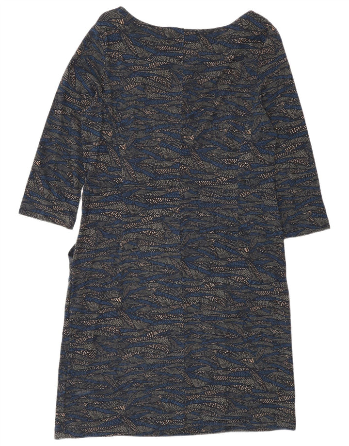 White Stuff Damen-Basic-Kleid mit abstraktem Muster und 3/4-Ärmeln, Größe 40, Blau