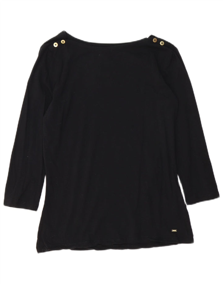Tommy Hilfiger Damen-Top, 3/4-Ärmel, UK-Größe 12, mittelschwarz, Baumwolle