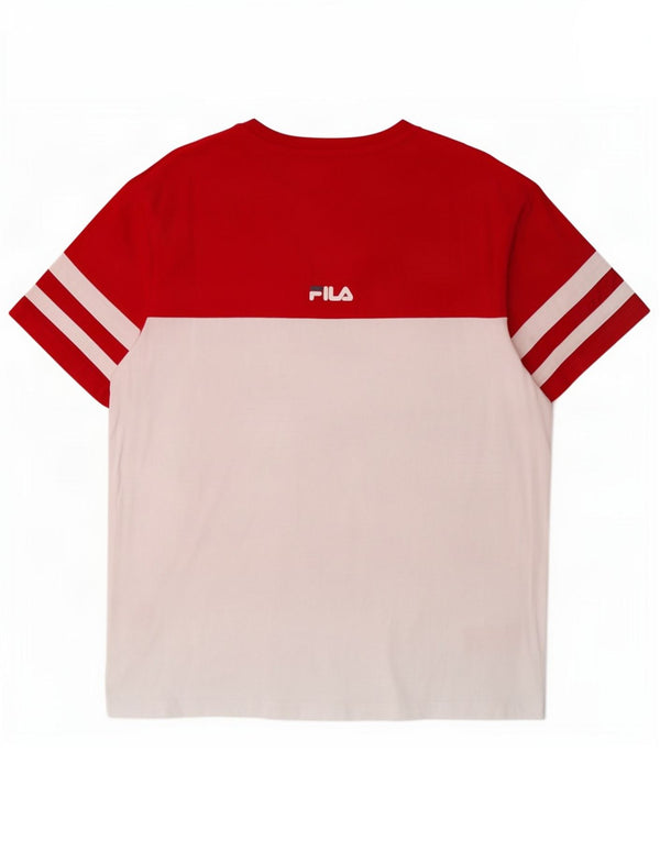 Fila Herren Grafik-T-Shirt-Oberteil aus mittelweißer Colourblock-Baumwolle