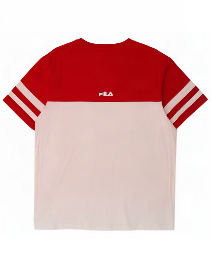 Fila Herren Grafik-T-Shirt-Oberteil aus mittelweißer Colourblock-Baumwolle