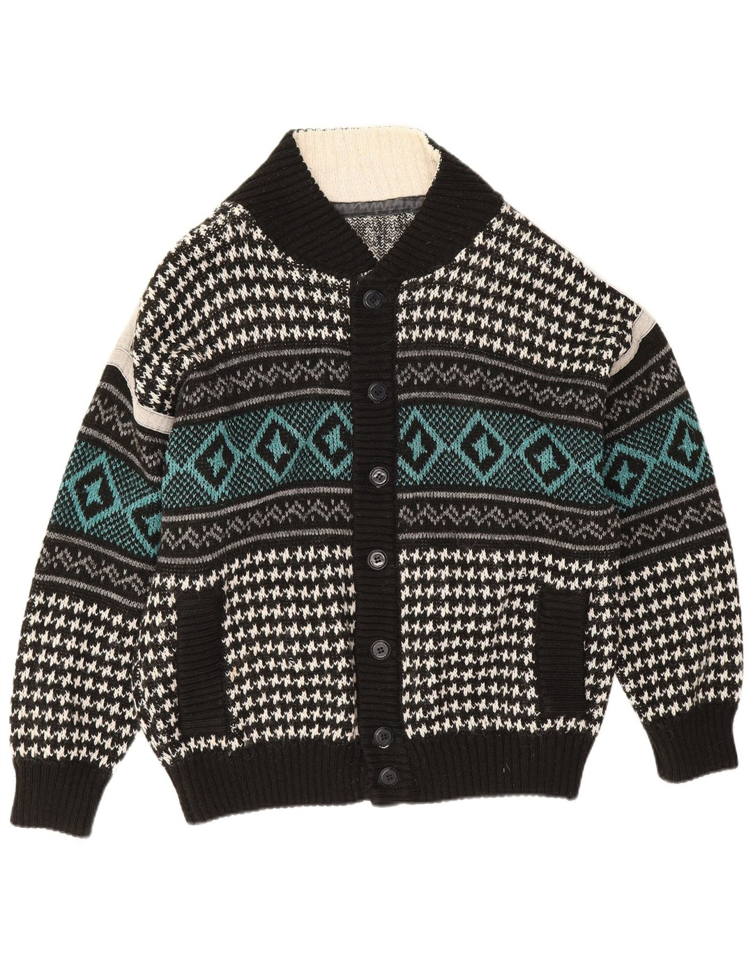 Vintage Herren Cardigan Pullover XL Mehrfarbig Geometrisch