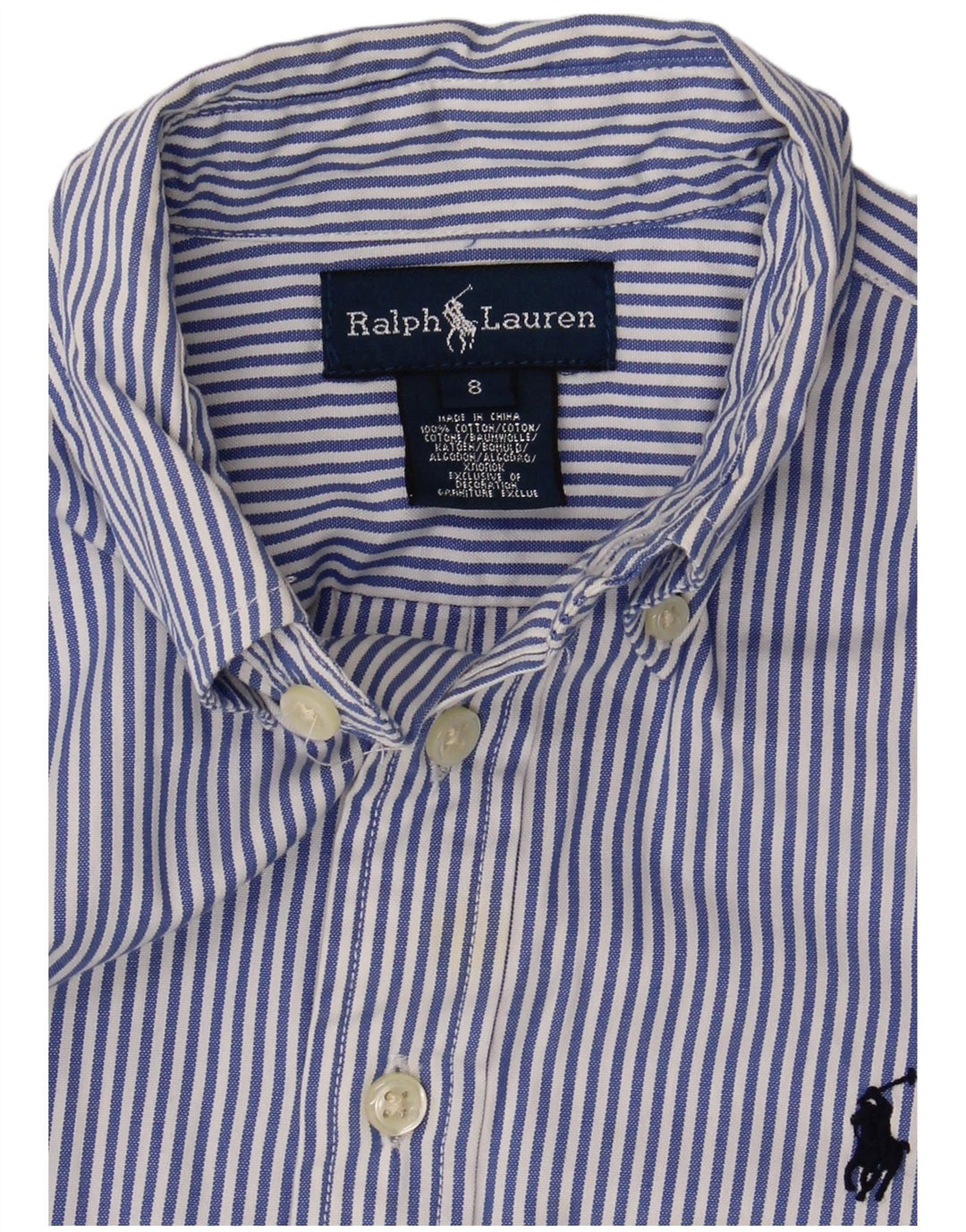Ralph Lauren Hemd für Jungen, 7–8 Jahre, blau gestreift, Baumwolle