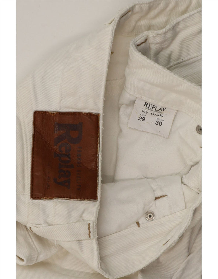 REPLAY Damen Straight Jeans W29 L30 Weiße Baumwolle