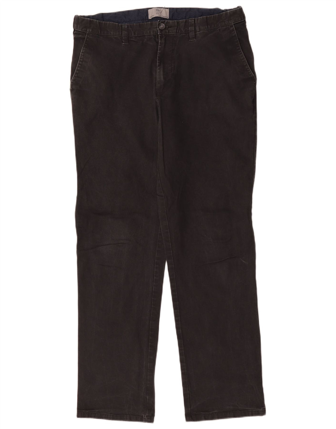 Marks & Spencer Herren-Chinohose mit normaler Passform, W36 L30, schwarze Baumwolle