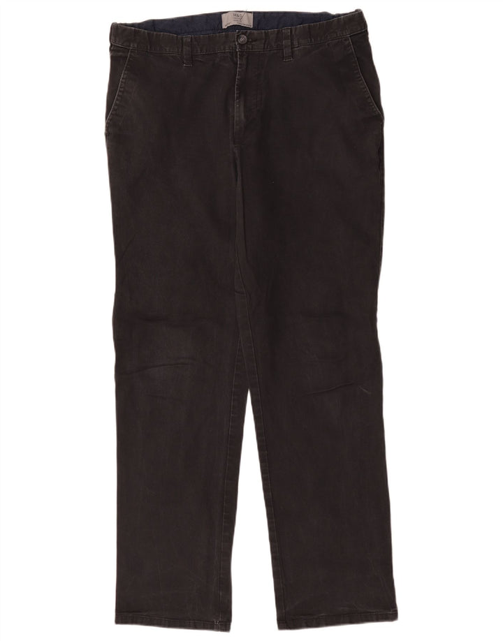 Marks & Spencer Herren-Chinohose mit normaler Passform, W36 L30, schwarze Baumwolle