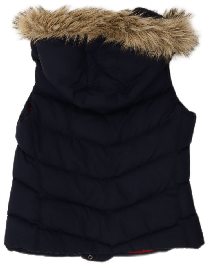 Gap Wattierte Damen-Weste mit Kapuze, UK 14, Mittelmarineblau, Polyester