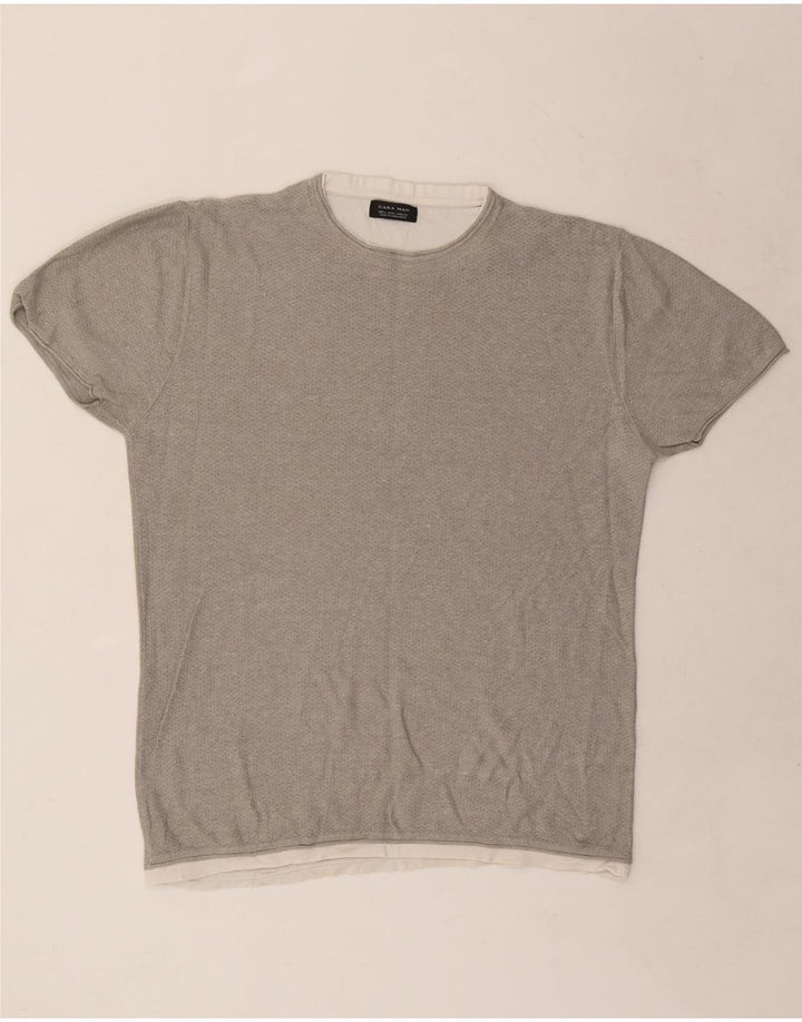ZARA Herren T-Shirt Top Large Grau